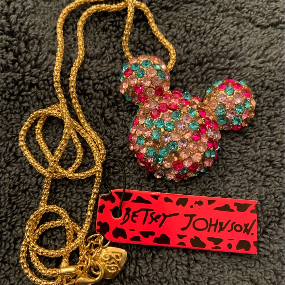 On sale!  BJ rhinestone studded MM head, multi-colored stones. Drop is 12”.